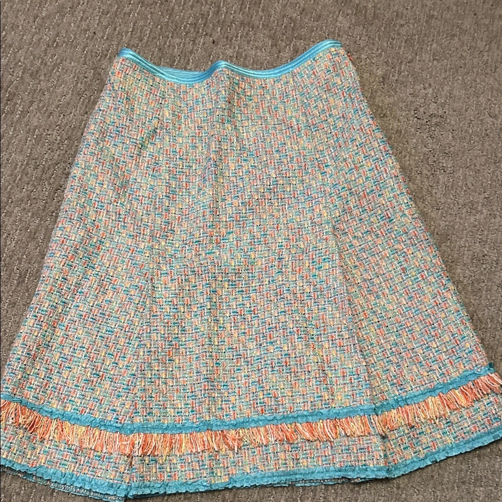Cynthia Steffe Textured Tweed A-Line Skirt in Multi-Tone Pastels